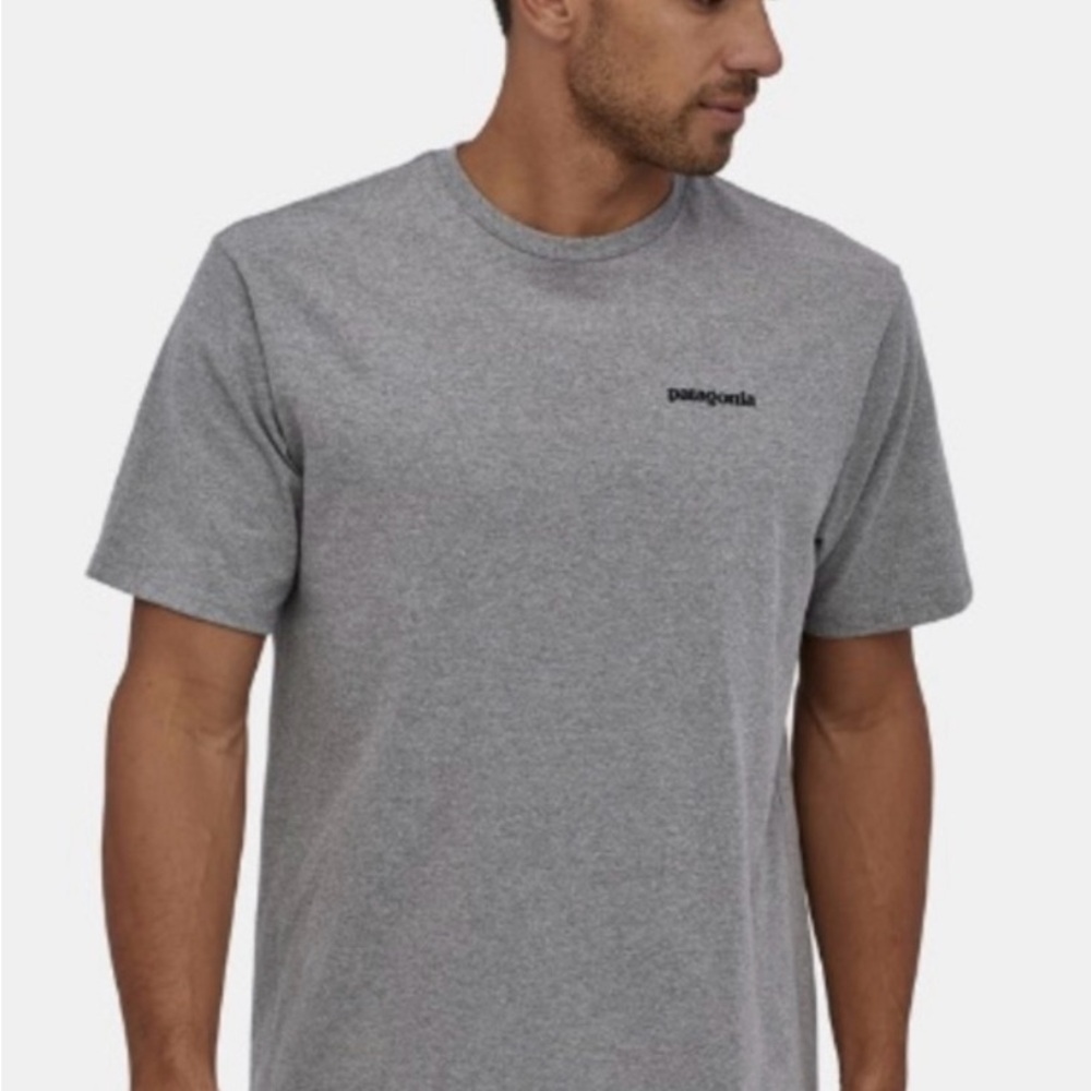 Men’s Patagonia P6 Logo Responsibili-Tee Gray Regular Fit Hiking T-Shirt Size L - Picture 2 of 10